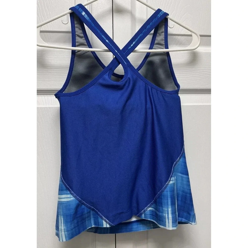 NIKE DRI-FIT ATHLETIC TANK TOP Crossback Blue Womens Size XS Yoga Running Hiking